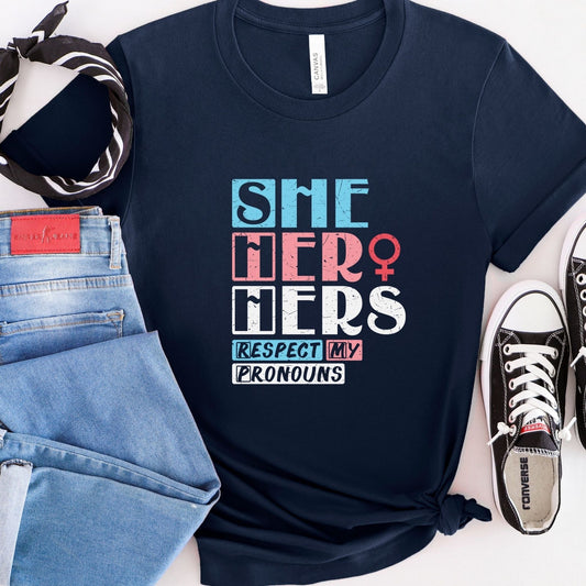 Trans Pride Shirt She Her Hers Pronouns