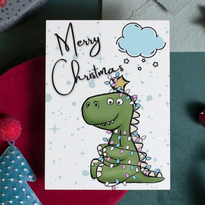 Trans Merry Christmas Card Tree Rex