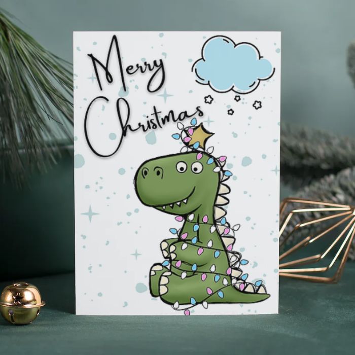 Trans Merry Christmas Card Tree Rex