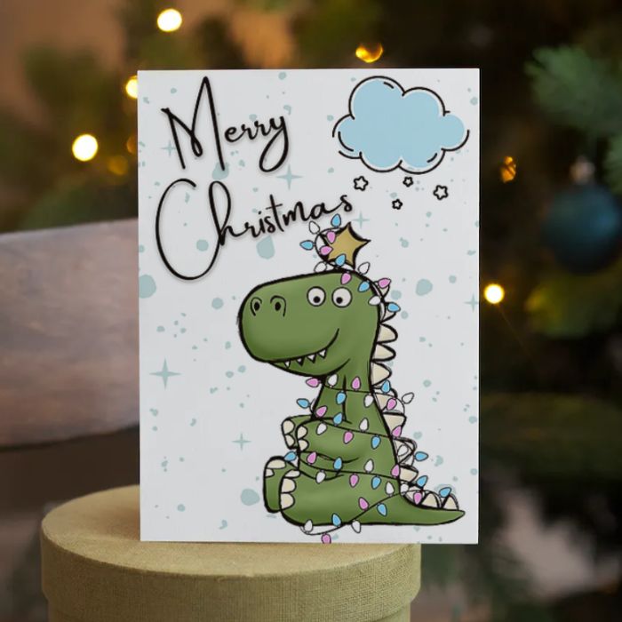 Trans Merry Christmas Card Tree Rex