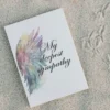 Printable condolence card featuring angel wings, expressing deepest sympathy and support during a difficult time.