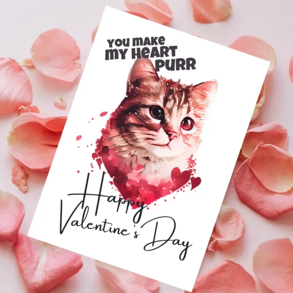 Printable Cat Love Valentine's Day Card | Instant Download #02