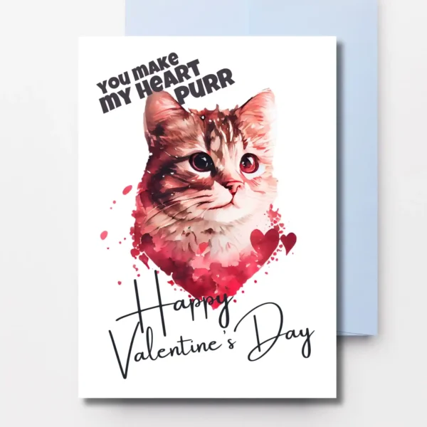 Printable Cat Love Valentine's Day Card | Instant Download #02