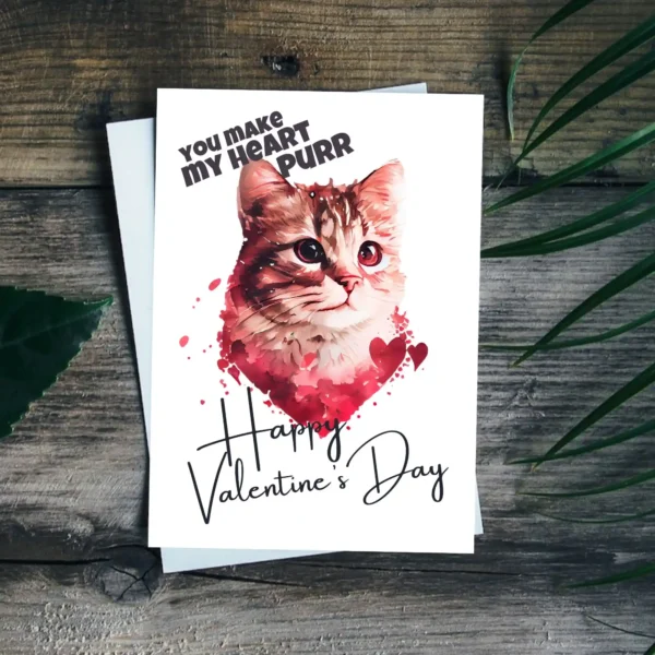 Printable Cat Love Valentine's Day Card | Instant Download #02