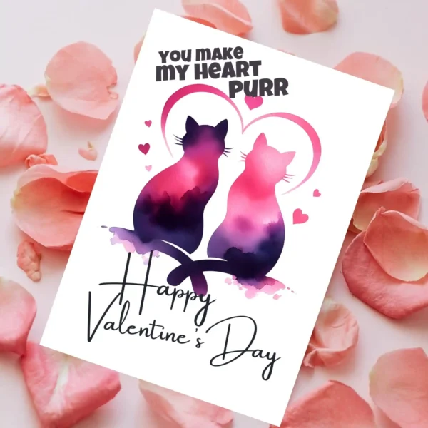 Printable Cat Love Valentine's Day Card | Instant Download