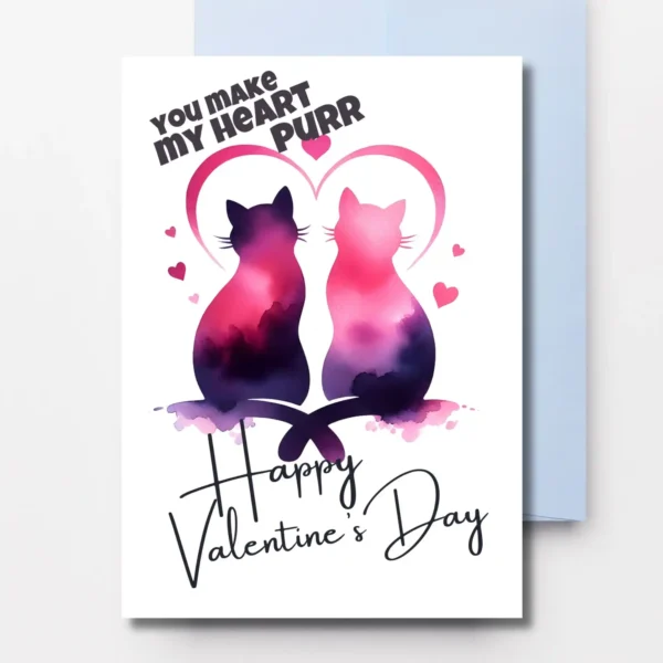 Printable Cat Love Valentine's Day Card | Instant Download