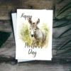 Delightful watercolor donkey design featured on a Mother's Day greeting card, ideal for a heartfelt printable message.