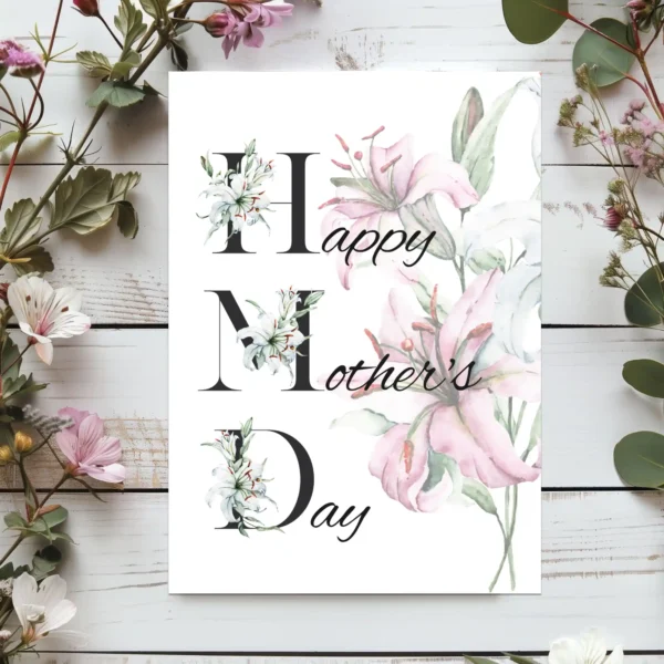 Printable Mother's Day Card Lily Bouquet | Instant Download