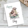 Cute otter mother and baby on a printable Mother's Day card, celebrating love and motherhood in a playful design.