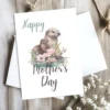 Adorable otter mom and baby featured on a printable Mother's Day card, perfect for expressing love and appreciation.