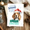 Beagle-themed printable Christmas card with winter background and cheerful greeting