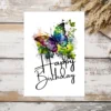 Cheerful birthday card with a beautiful butterfly in watercolor, capturing the essence of nature and celebration.