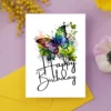 Colorful watercolor birthday card featuring a cheerful butterfly, perfect for celebrating a special day in nature's beauty.