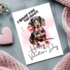 Printable Valentine's Day card with a lovable dachshund and the message "I Woof You The Most" for dog lovers.