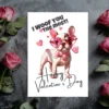 Cute Valentine's card showcasing a French Bulldog with the phrase "I Woof You The Most" for a sweet touch.