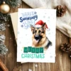 Adorable German Shepherd holiday card with winter snow and funny message