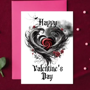 Printable Gothic Heart Valentine's Day Card | Instant Download