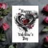 A festive Gothic Heart Valentine's Day card displaying a vibrant "Happy Valentine's Day" message with elegant heart motifs.