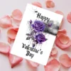 Printable Gothic Valentine's Day card with purple roses and a dark cloud, celebrating love on Valentine's Day.