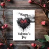 Unique Gothic Valentine's Day card design with a spiderweb heart, perfect for expressing love in a spooky style.
