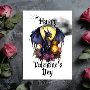 Printable Gothic Valentine's Day Card Dragon Lantern | Instant Download