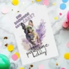 Watercolor birthday card featuring a French bulldog with the message, "Did someone say cake? Have a pawsome birthday!"