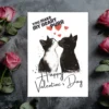 Adorable Valentine's card showing kissing cats, with the phrase "You Make My Heart Purr" for a sweet touch.