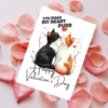 Cute Valentine's Day card with two cats kissing, captioned "You Make My Heart Purr," perfect for cat lovers.