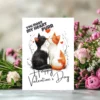 Charming Valentine's Day card depicting two cats kissing, featuring the message "You Make My Heart Purr."