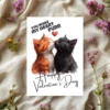 Cute Valentine card showing two cats kissing, captioned "You Make My Heart Purr" for a sweet, romantic touch.