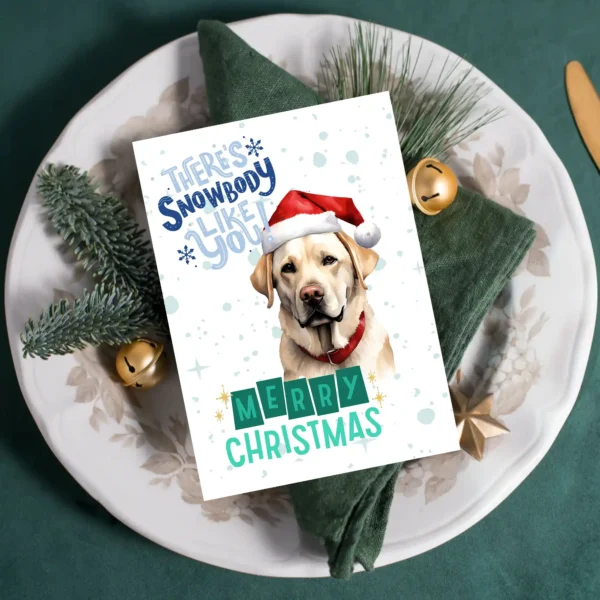 Printable card featuring a Labrador and a heartwarming Christmas message