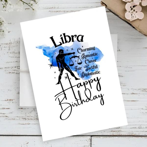 Printable Libra Birthday Card | Instant Download