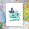 Manta ray birthday card for kids, digital watercolor sea design