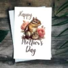 Adorable chipmunk-themed Mother's Day card adorned with lovely flowers, ready for printing.