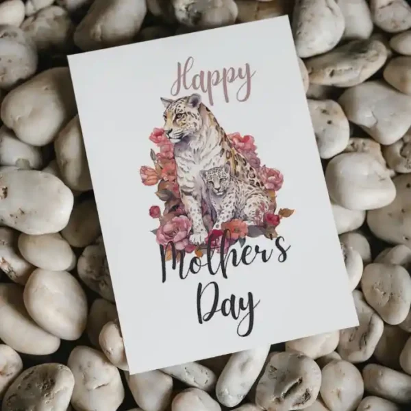 Printable Mother's Day card featuring a stylish cheetah print design. Perfect for celebrating moms in a unique way!