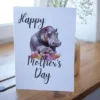 Charming printable Mother's Day card showcasing a hippo and its baby, perfect for expressing love to moms.
