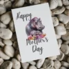 Sweet hippo and baby illustration on a printable Mother's Day card, a delightful way to honor mothers.
