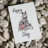 Whimsical printable card for Mother's Day, showcasing a wolf among beautiful flowers, great for expressing love.