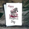A whimsical printable Mother's Day card with a zebra and floral accents, perfect for showing appreciation to moms.