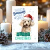 Digital Christmas card featuring a festive Poodle in a Santa hat