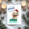 Poodle-themed printable holiday card with snow and cheerful message