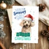 Printable Poodle Christmas card with red Santa hat, snowy background, and the message “There’s snowbody like you!”