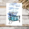Cheerful watercolor sailboat card saying "Happy Birthday," designed for Dad's special day.