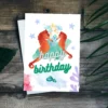 Seahorse watercolor greeting card for children – instant download