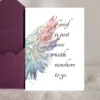 Watercolor angel wings background on a sympathy card with the quote "Grief is just love with nowhere to go."