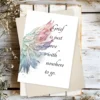 Printable sympathy card featuring watercolor angel wings and the quote "Grief is just love with nowhere to go."
