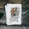Happy birthday card showcasing a majestic tiger portrait, perfect for celebrating a special day.