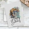 Colorful watercolor card featuring a happy tiger, designed for a delightful birthday greeting.