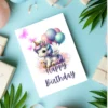 Fantasy-themed unicorn card with butterfly background