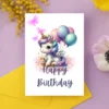 Whimsical printable unicorn card for kids